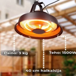 Terassilämmitin kattoon 1500W, musta*Fornorth New