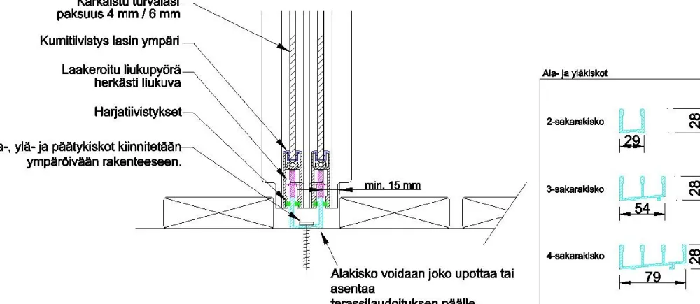 Terassin lasiliukuovi , 2-os., valkoinen, kirkas lasi, mittatilaus*Keraplast New