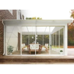 Outlet Terassin liukuovi Rejäl pidennetty kesäkausi, 3 osaa, valkoinen, eri leveyksiä Terassilasit