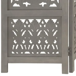 Tilanjakaja 5-paneelinen harmaa 200x165 cm täysi mangopuu (85333)*FinePRICE Best