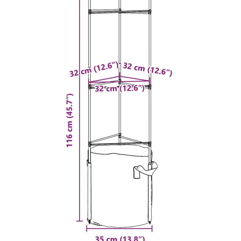 Tomaattihäkki, 116 cm teräs ja PP, eri määrillä ja malleja (38130)*FinePRICE Sale