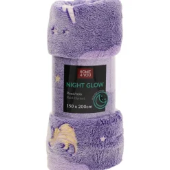 Torkkupeitto NIGHT LIGHT 150x200 cm, yksisarviset, violetti*Home4you Outlet