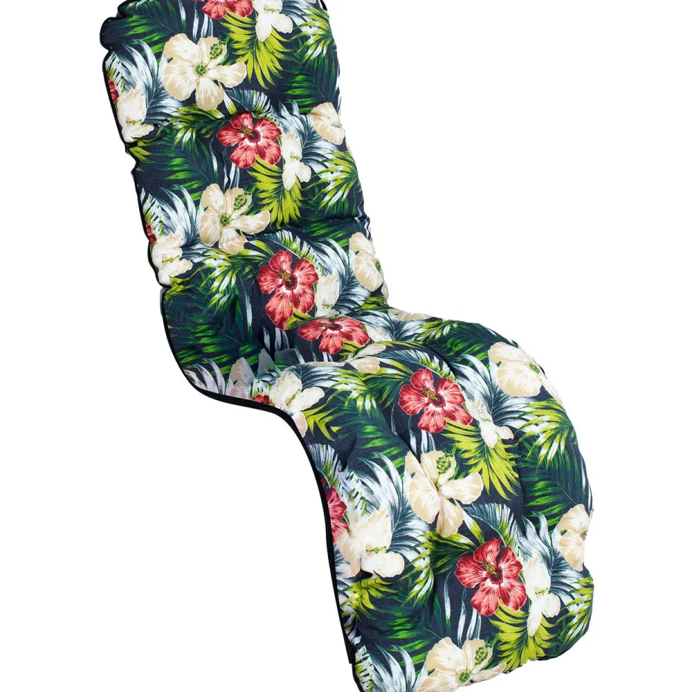 Tuolin pehmuste BADEN-BADEN 48x165 cm, tumma kukkakuosi, musta*Home4you Best