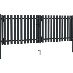 Tuplaovi pihaportti teräs 306x150 cm antrasiitti*FinePRICE Online