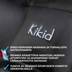 Turvaistuin ISOFIX 9-36 kg Black edition*Kikid Clearance