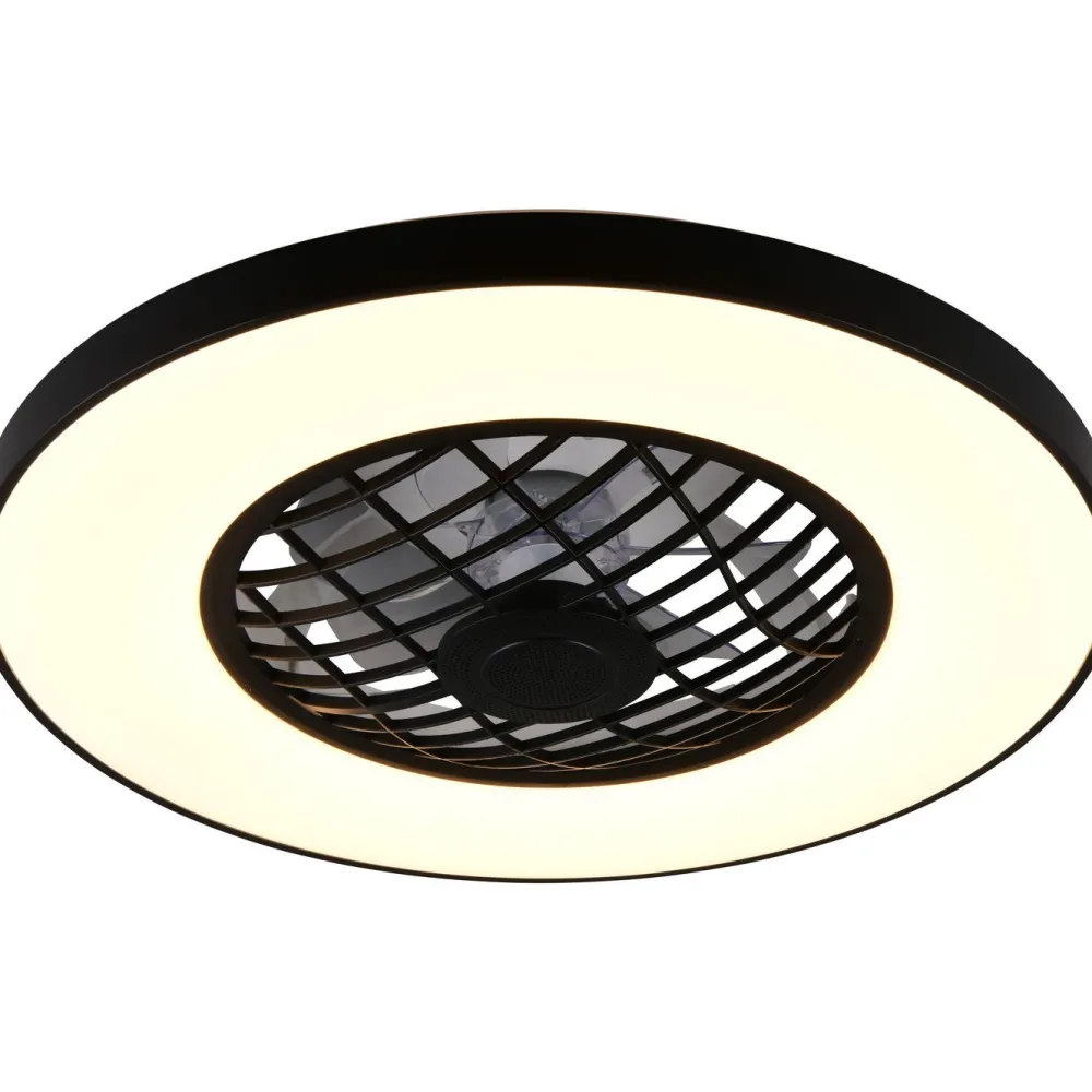 Tuuletinkattovalaisin Linköping Ø59cm LED RGB Bluetooth-kaiutin musta*Trio Hot