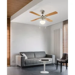 Tuuletinvalaisin Edi Light Ø106.6cm E27 valkoinen/vaahtera, mattanikkeli*Eglo Sale