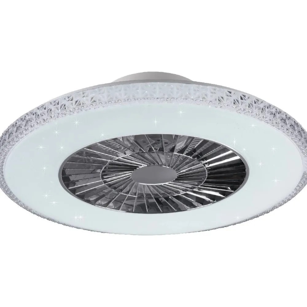 New Tuuletinvalaisin Harstad, Ø60cm, kromi, starlight Tuuletinvalaisimet