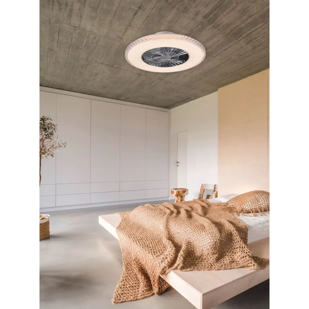 New Tuuletinvalaisin Harstad, Ø60cm, kromi, starlight Tuuletinvalaisimet