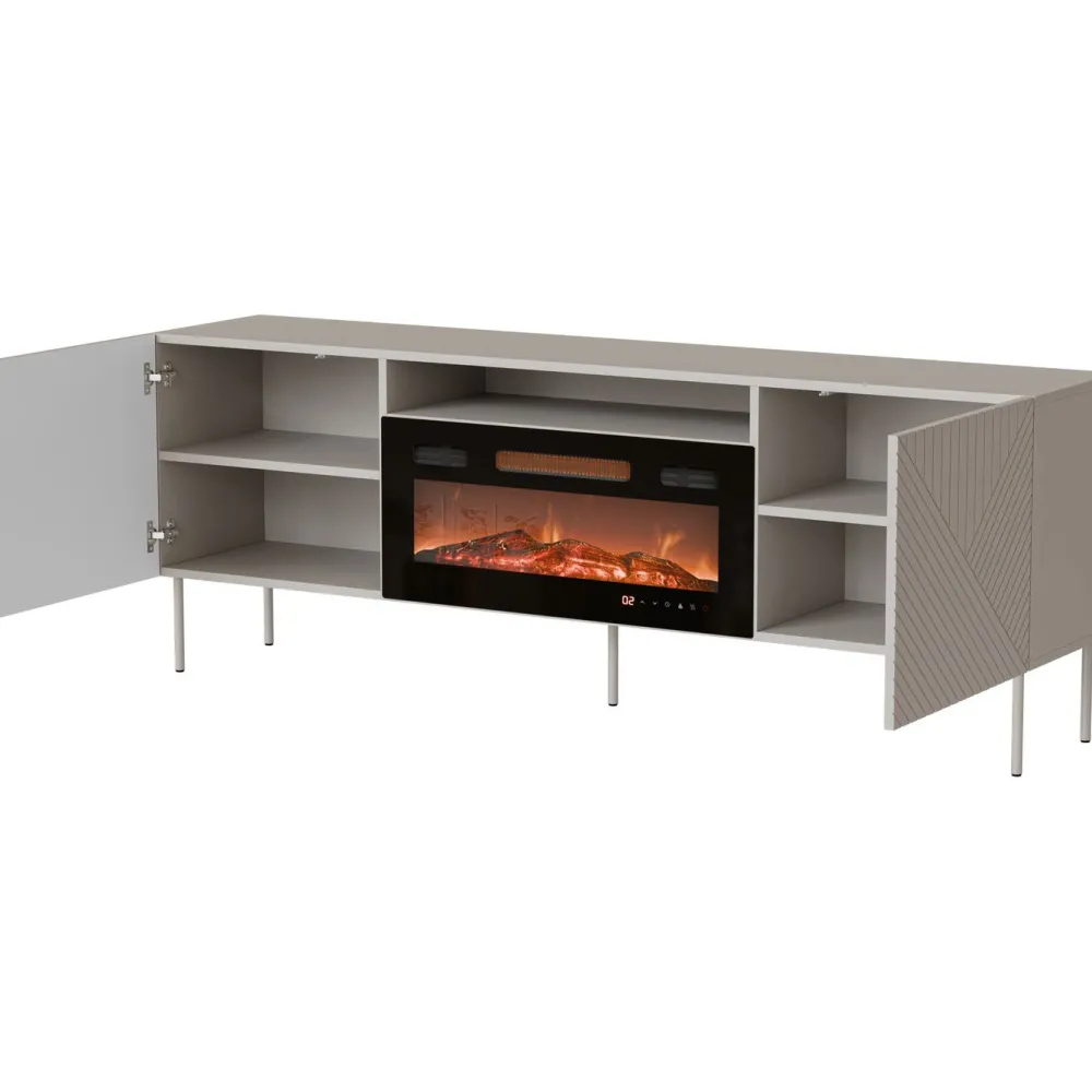 TV-taso + takka Art Deco 190 EF II, beige/musta*Nomla Clearance