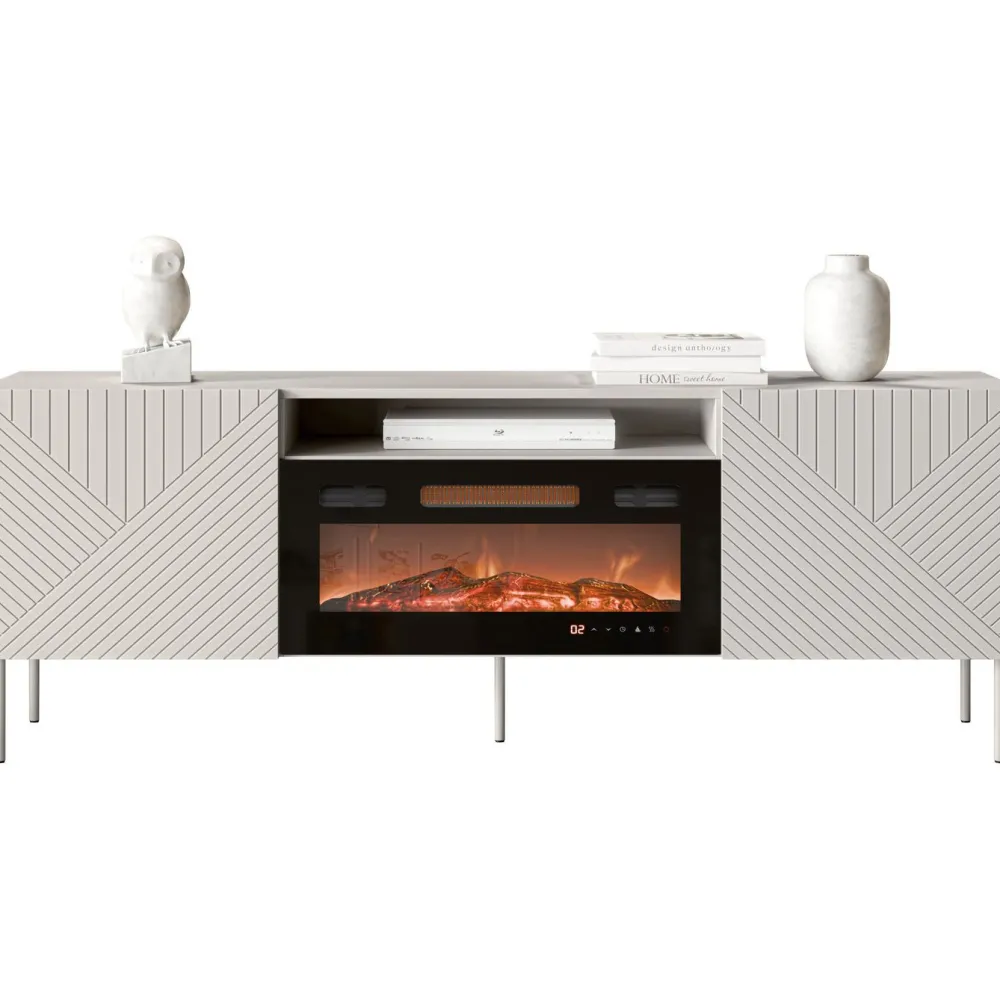 TV-taso + takka Art Deco 190 EF II, beige/musta*Nomla Clearance