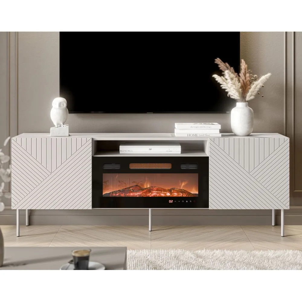 TV-taso + takka Art Deco 190 EF II, beige/musta*Nomla Clearance