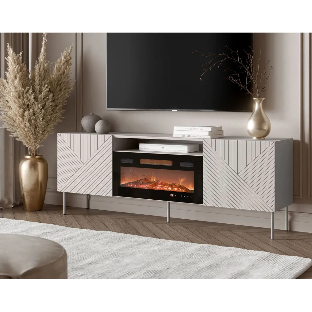 TV-taso + takka Art Deco 190 EF II, beige/musta*Nomla Clearance
