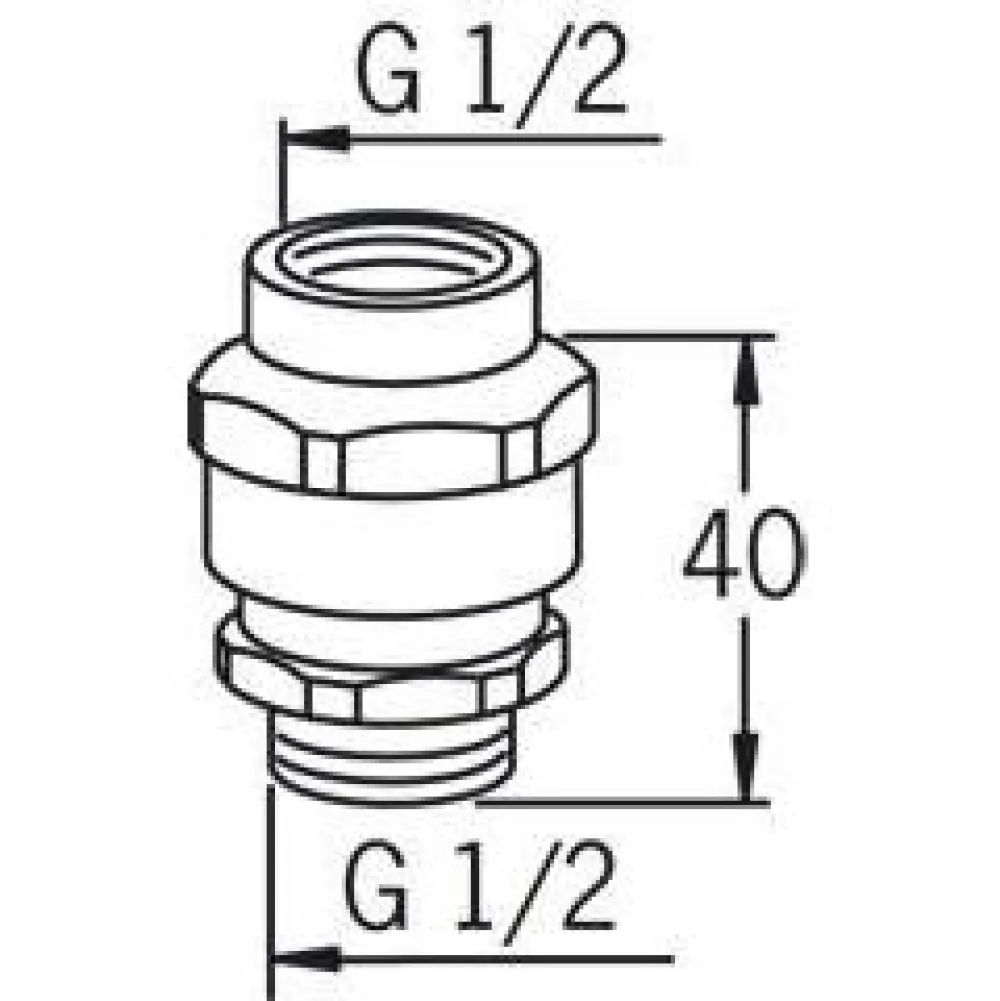 Tyhjöventtiili 261031 G1/2 sk x G1/2 uk kromi Hanavarusteet Ja -Liittimet