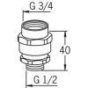 Tyhjöventtiili 261033 G3/4 sk x G1/2 uk kromi Hanavarusteet Ja -Liittimet