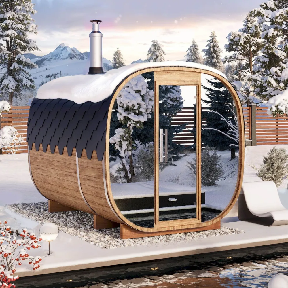Best Tynnyrisauna Cube, 220x300cm, pukuhuoneella, 4 hlöä Tynnyrisaunat