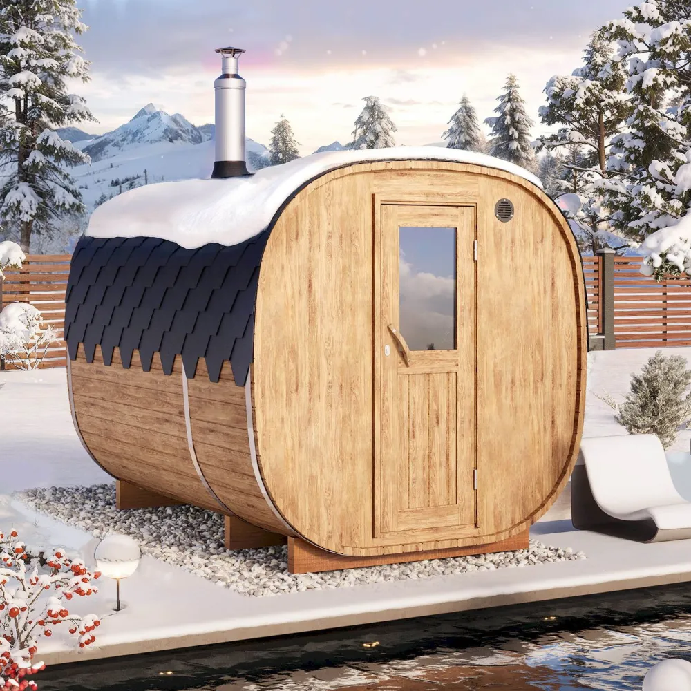 Best Tynnyrisauna Cube, 220x300cm, pukuhuoneella, 4 hlöä Tynnyrisaunat