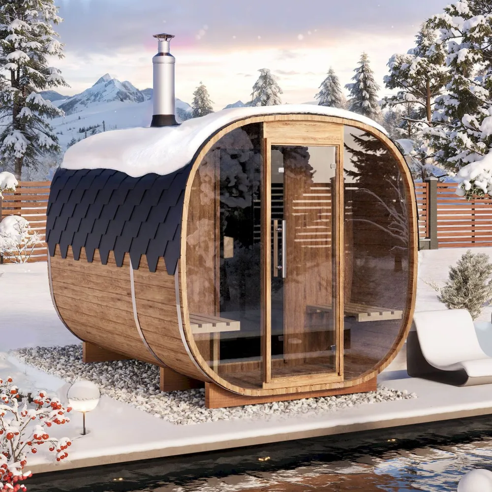 Best Tynnyrisauna Cube, 220x300cm, pukuhuoneella, 4 hlöä Tynnyrisaunat