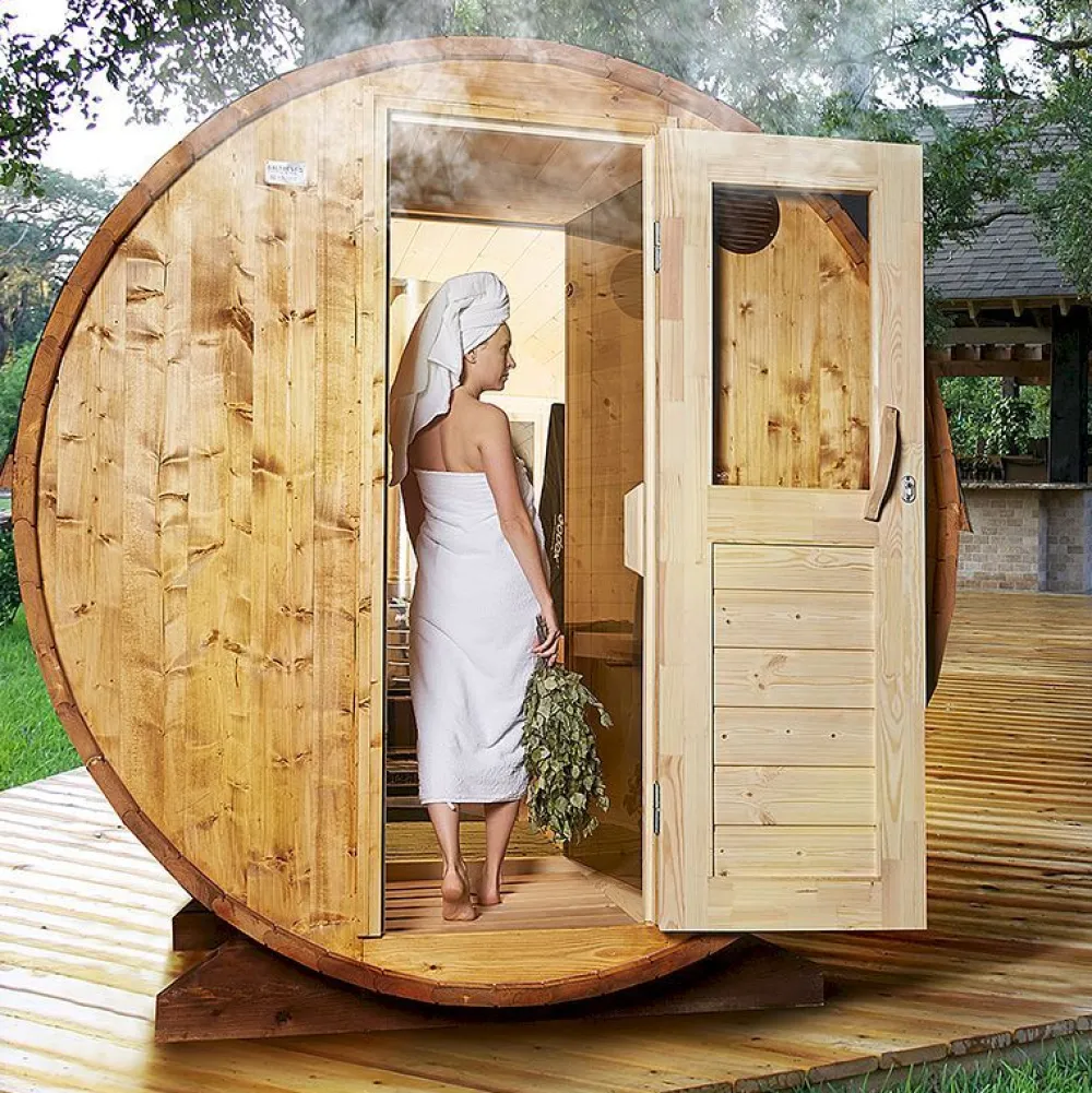 Online Tynnyrisauna , 200x300cm, 4 hlöä, pukuhuoneella Tynnyrisaunat