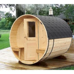 Best Tynnyrisauna , 200x240cm, 4 hlöä, terassilla Pihasaunat Ilman Rakennuslupaa|Tynnyrisaunat