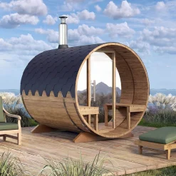 Best Tynnyrisauna , 200x240cm, 4 hlöä, terassilla Pihasaunat Ilman Rakennuslupaa|Tynnyrisaunat