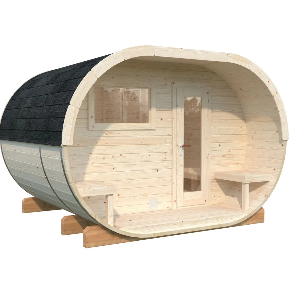 Discount Tynnyrisauna Anette 328x270cm Pihasaunat Ilman Rakennuslupaa|Tynnyrisaunat