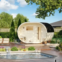 Discount Tynnyrisauna Anette 328x270cm Pihasaunat Ilman Rakennuslupaa|Tynnyrisaunat