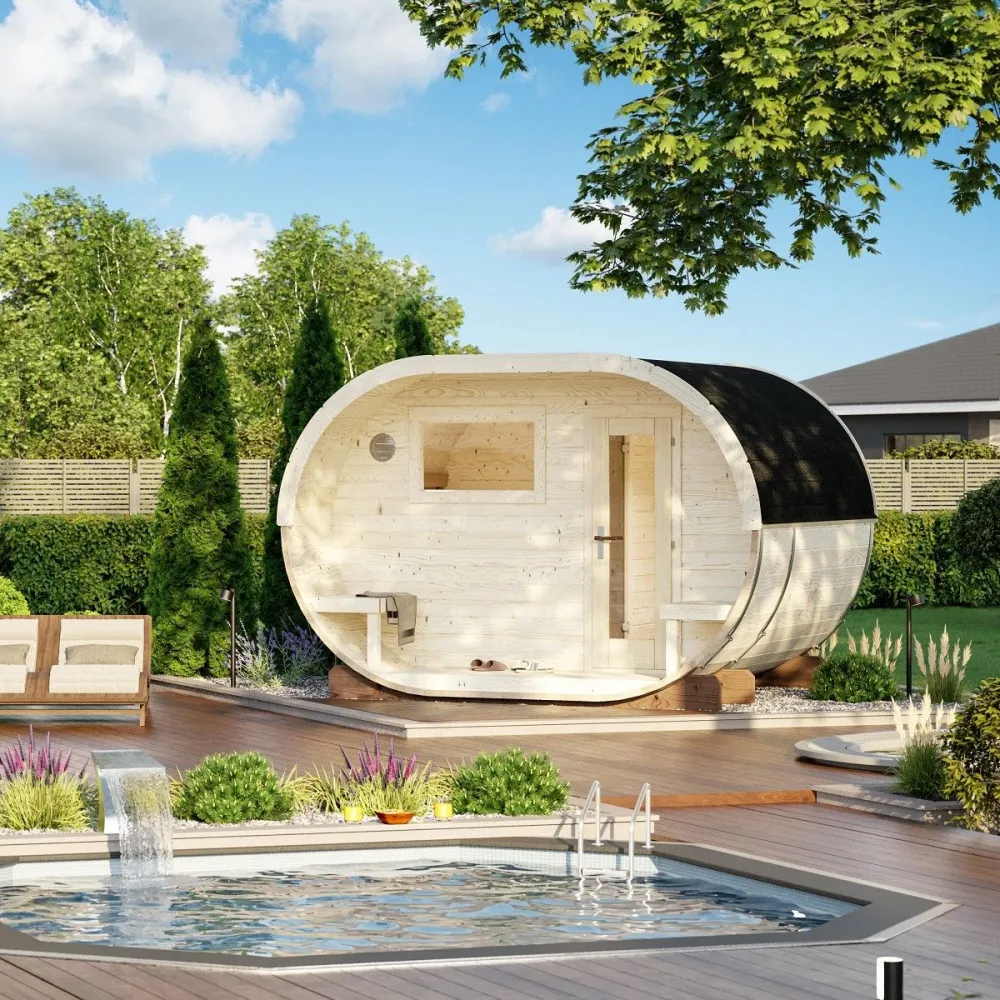Discount Tynnyrisauna Anette 328x270cm Pihasaunat Ilman Rakennuslupaa|Tynnyrisaunat