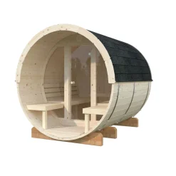 Tynnyrisauna Anita 1,3+0,7 m², ikkunoilla*Palmako Best