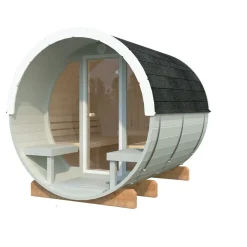 Tynnyrisauna Anita 1,3+0,7 m², ikkunoilla*Palmako Best