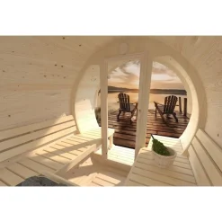 Tynnyrisauna Anita 1,6+0,7 m², ikkunoilla*Palmako