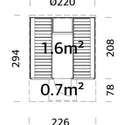 Tynnyrisauna Anita 1,6+0,7 m², ikkunoilla*Palmako