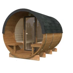 Tynnyrisauna Anita 1,6+0,7 m², ikkunoilla*Palmako