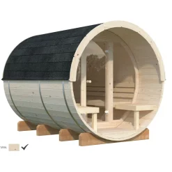 Tynnyrisauna Anita 1,6+0,7 m², ikkunoilla*Palmako