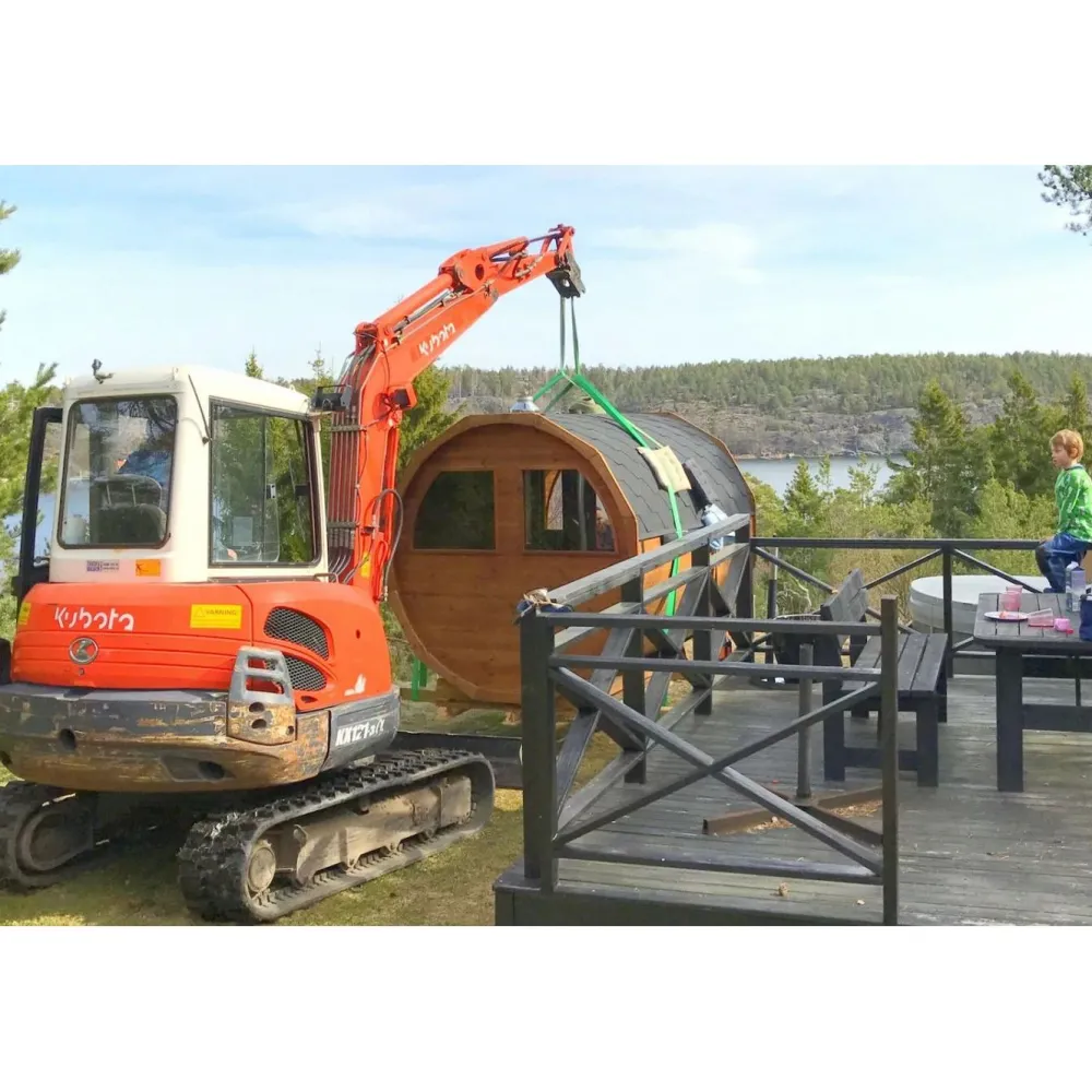 Discount Tynnyrisauna vaakamalli Ø200x260cm lämpöpuu sis. puukiukaan ja savupiipun Pihasaunat Ilman Rakennuslupaa|Tynnyrisaunat