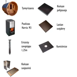Discount Tynnyrisauna vaakamalli Ø200x260cm lämpöpuu sis. puukiukaan ja savupiipun Pihasaunat Ilman Rakennuslupaa|Tynnyrisaunat