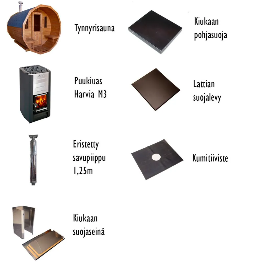 Discount Tynnyrisauna vaakamalli Ø200x260cm lämpöpuu sis. puukiukaan ja savupiipun Pihasaunat Ilman Rakennuslupaa|Tynnyrisaunat