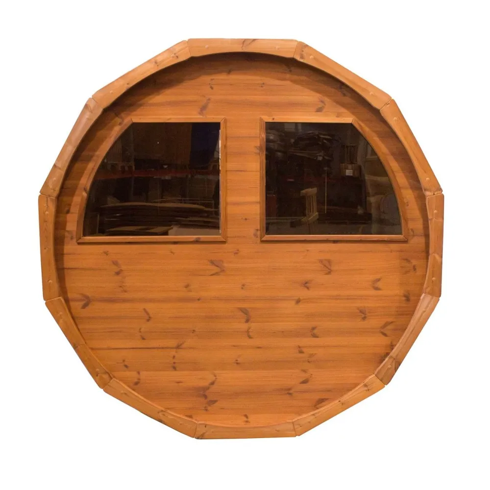 Discount Tynnyrisauna vaakamalli Ø200x260cm lämpöpuu sis. puukiukaan ja savupiipun Pihasaunat Ilman Rakennuslupaa|Tynnyrisaunat