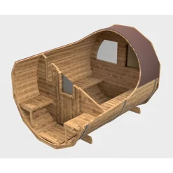 Discount Tynnyrisauna vaakamalli Ø200x260cm lämpöpuu sis. puukiukaan ja savupiipun Pihasaunat Ilman Rakennuslupaa|Tynnyrisaunat