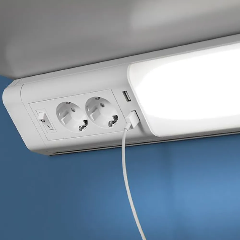 Hot Työpistevalaisin LED 10 W 2xUSB-paikka 2xPistokepaikka 518 mm Keittiövalaisimet