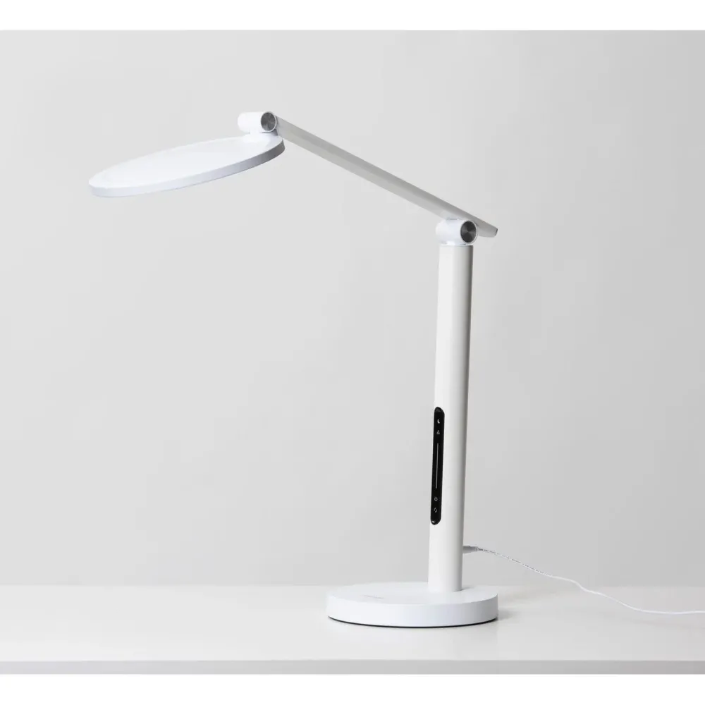 Clearance Työpöytävalaisin kirkasvalolla Oslo 60cm 16W USB valkoinen Kirkasvalolamput