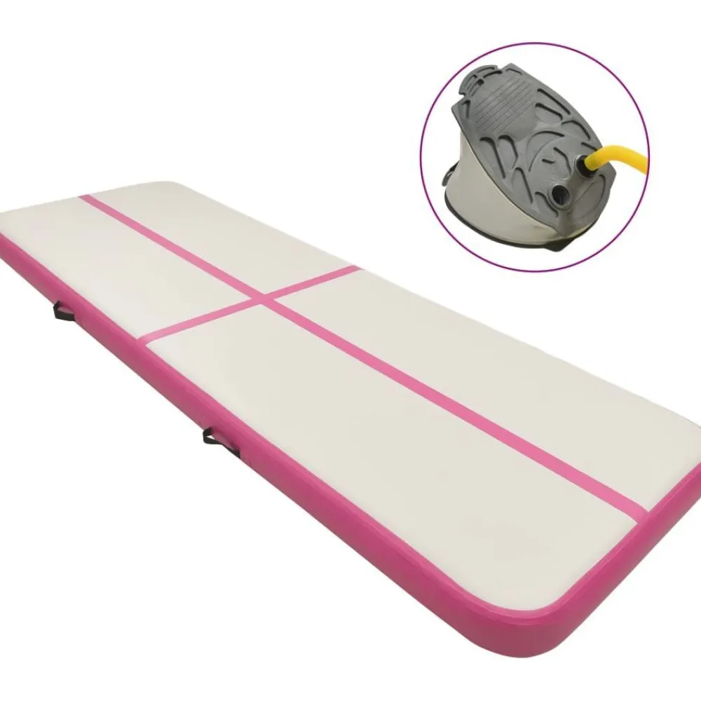 Täytettävä voimistelumatto pumpulla 300x100x15 cm PVC pinkki*FinePRICE Discount