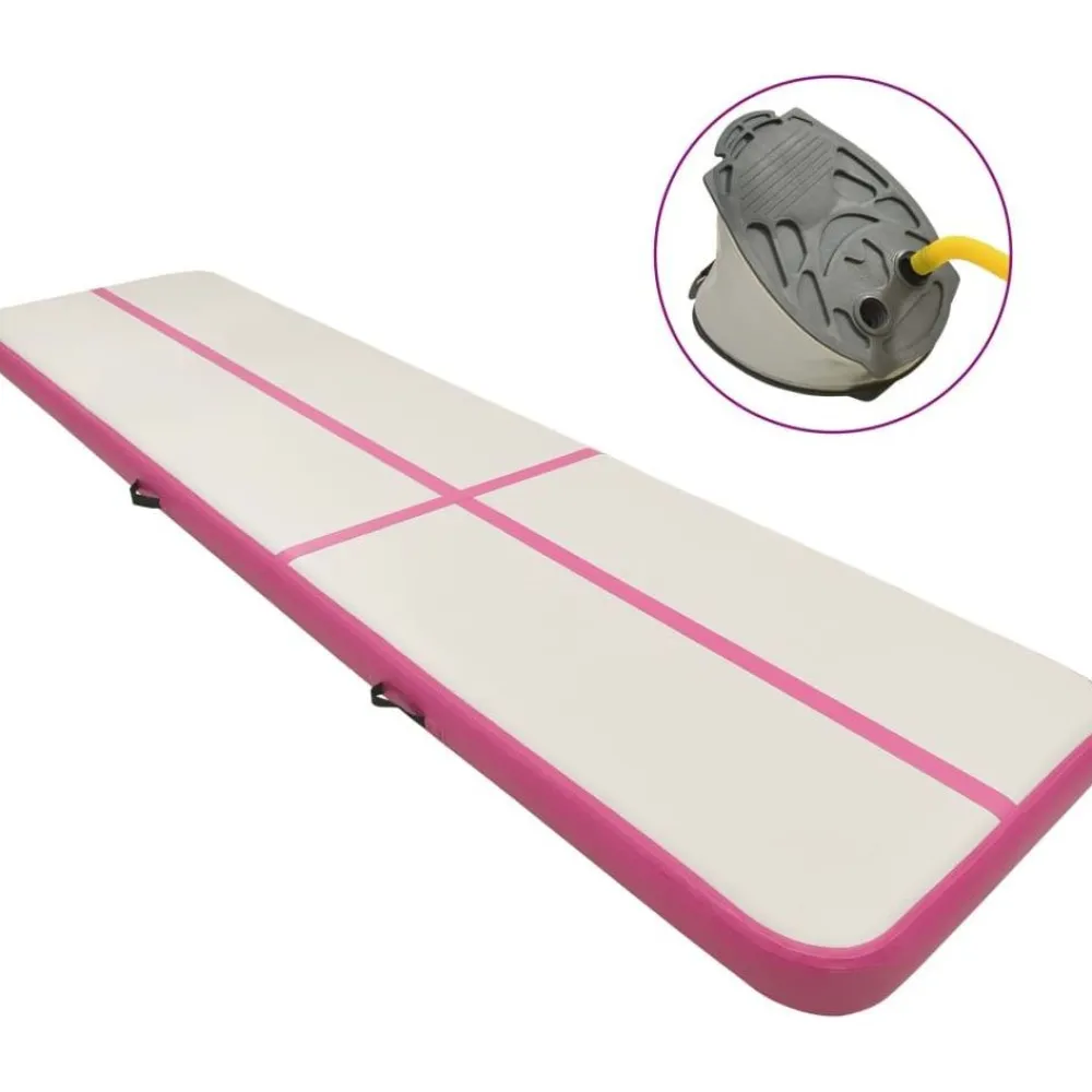 Täytettävä voimistelumatto pumpulla 600x100x15 cm PVC pinkki*FinePRICE Hot