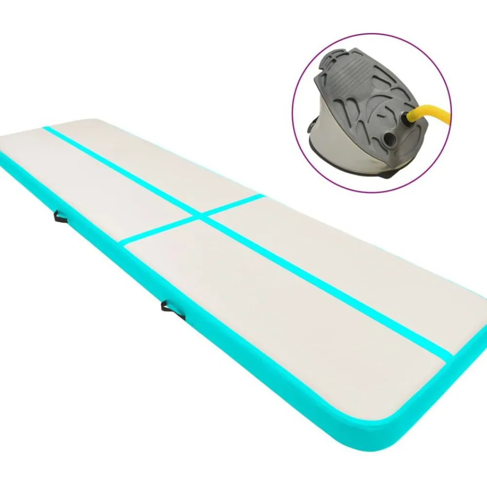 Täytettävä voimistelumatto pumpulla 700x100x15 cm PVC vihreä*FinePRICE New