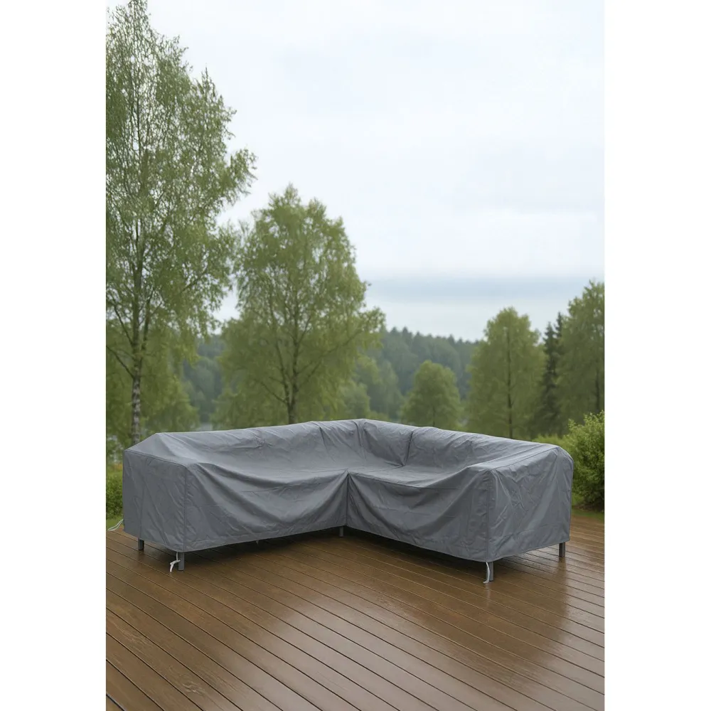 Ulkokalusteiden suojapeite Klas, L-malli, harmaa*Venture Home