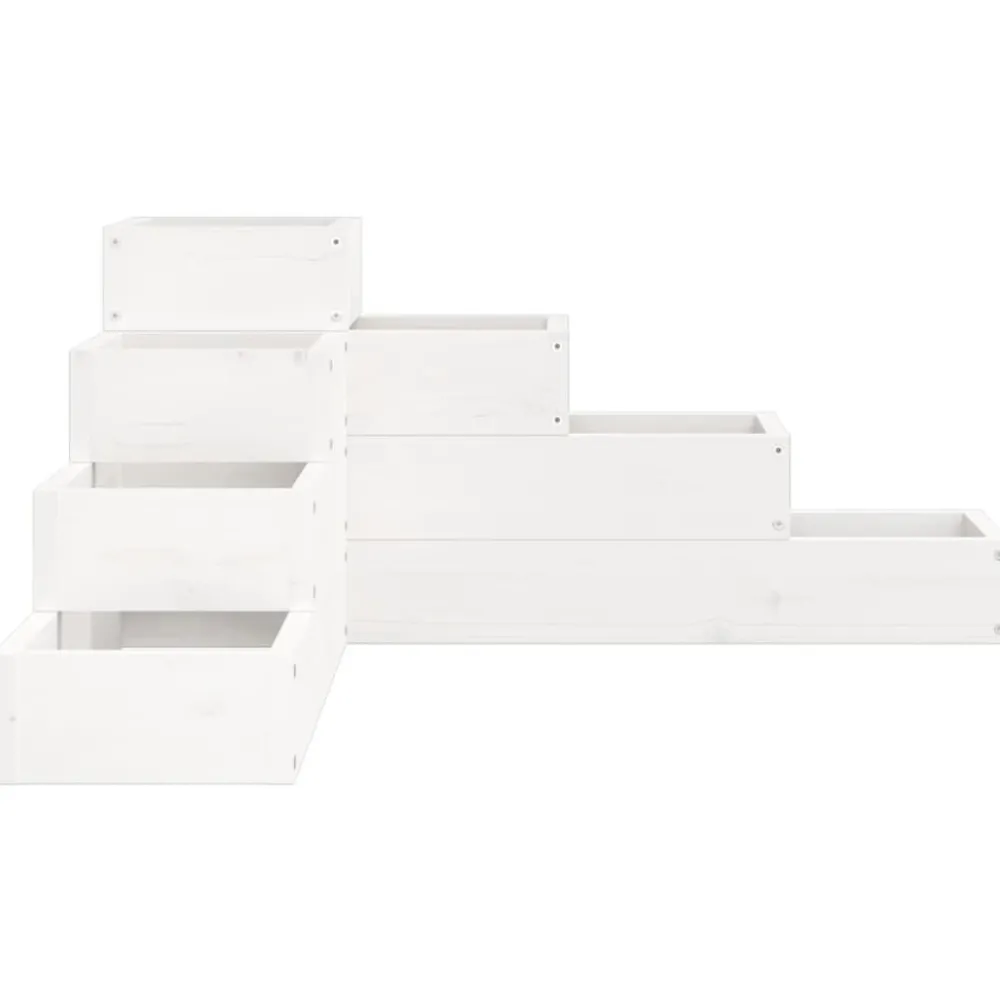 Discount Ulkokukkalaatikko 4 tasoa 80,5x79x36 cm valkoinen, mänty Istutuslaatikot