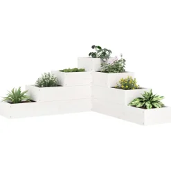 Discount Ulkokukkalaatikko 4 tasoa 80,5x79x36 cm valkoinen, mänty Istutuslaatikot