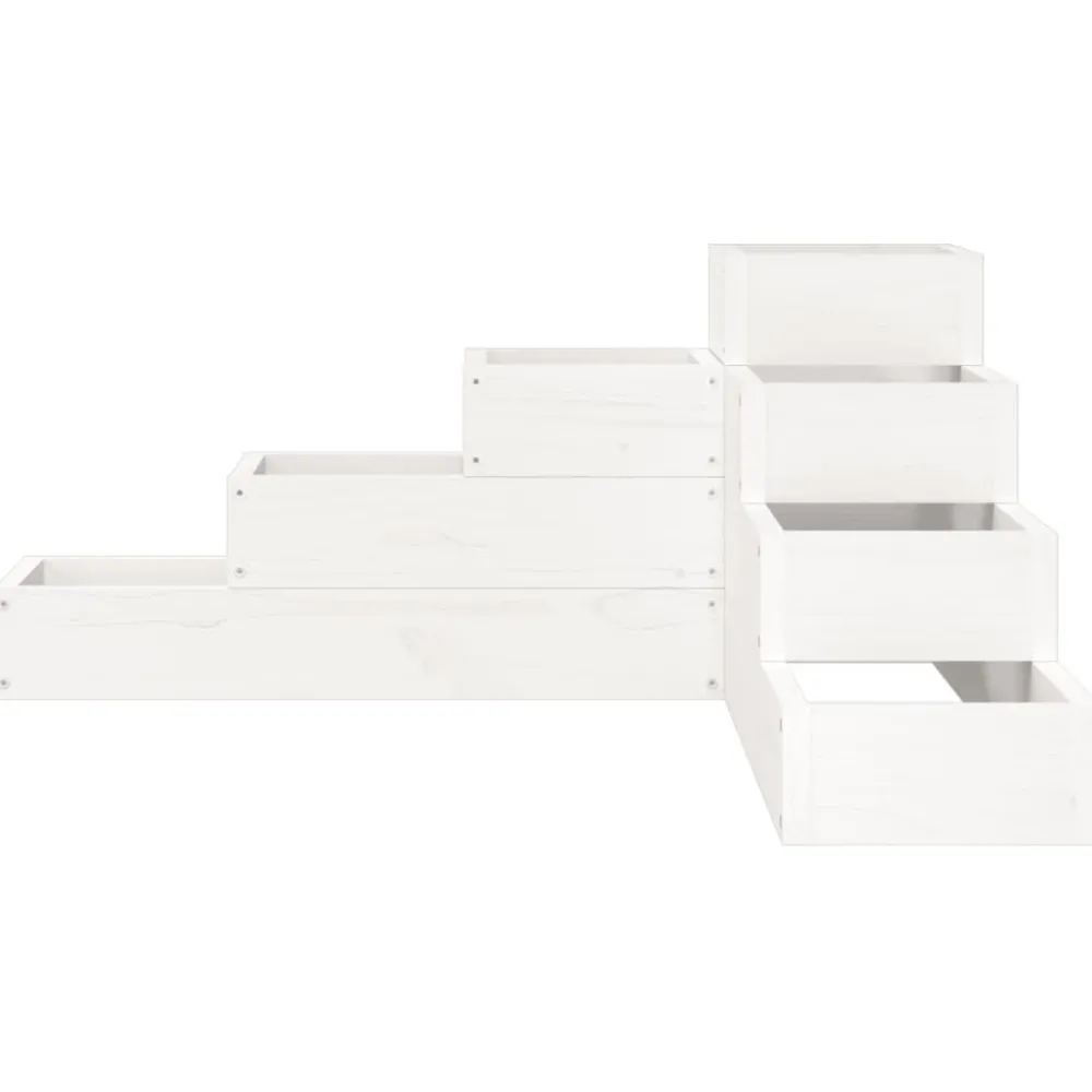 Discount Ulkokukkalaatikko 4 tasoa 80,5x79x36 cm valkoinen, mänty Istutuslaatikot
