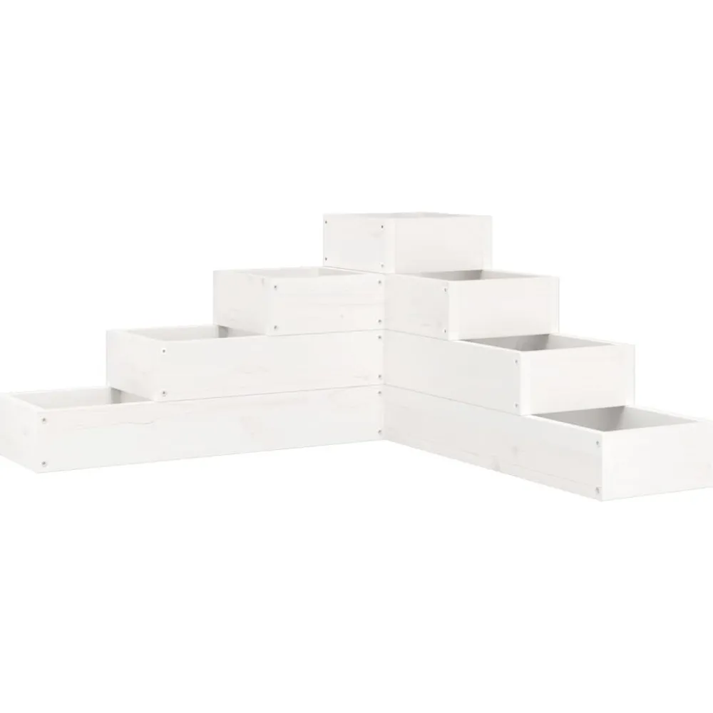 Discount Ulkokukkalaatikko 4 tasoa 80,5x79x36 cm valkoinen, mänty Istutuslaatikot