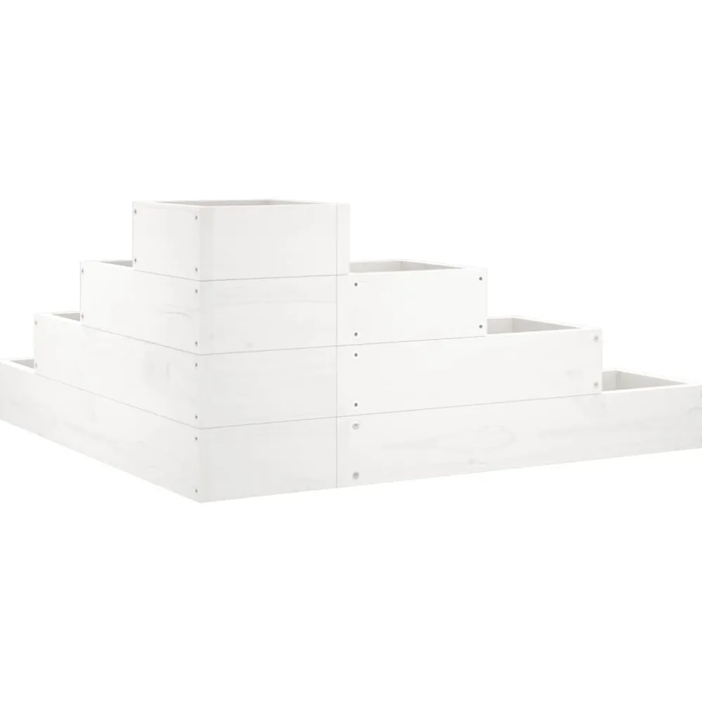Discount Ulkokukkalaatikko 4 tasoa 80,5x79x36 cm valkoinen, mänty Istutuslaatikot